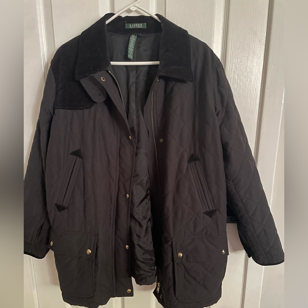 Lauren Ralph Lauren barn jacket corduroy detailing black 3X